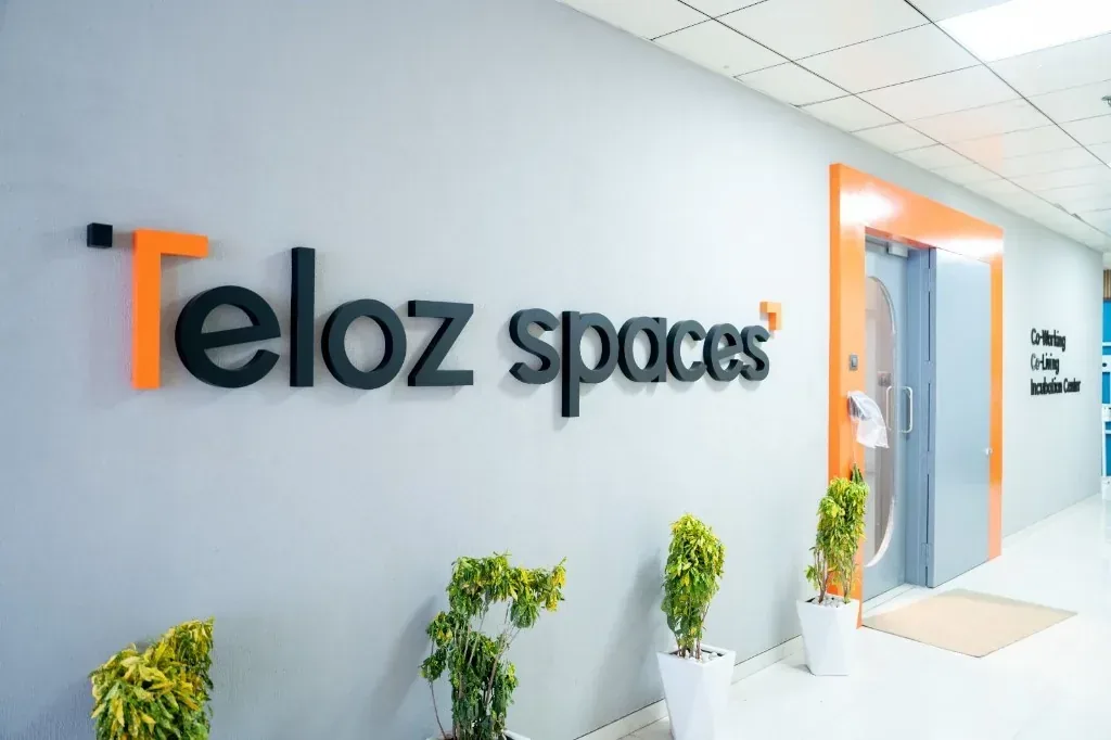 Teloz Spaces reception and branded entrance